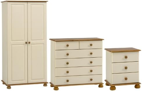 Olso Richmond Cream & Pine Nursery Bedroom Furniture Set Wardrobe Chest of Drawers and Bedside