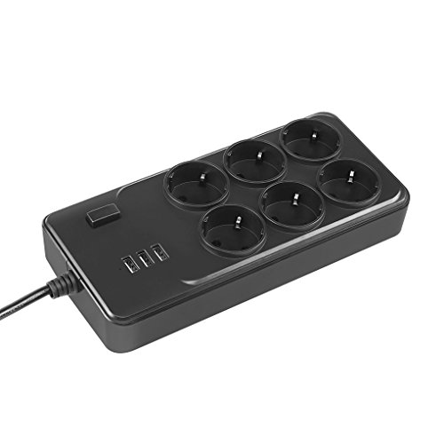 Preisvergleich Produktbild Babysbreath17 Überspannungsschutz 6 EU-Stecker Netzsteckdose Erweiterung Steckdosenleiste mit 3 USB-Ladegerät Adapter Dock 2.4A für Telefon-Haus