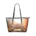 Produktbild Yushg Auto Motorrad Unter Himmel Große Weiche Leder Tragbare Top Hand Totes Taschen Kausale Handtaschen Mit Reißverschluss Schulter Shopping Geldbörse Gepäck Organizer Für Dame Girls Womens Work