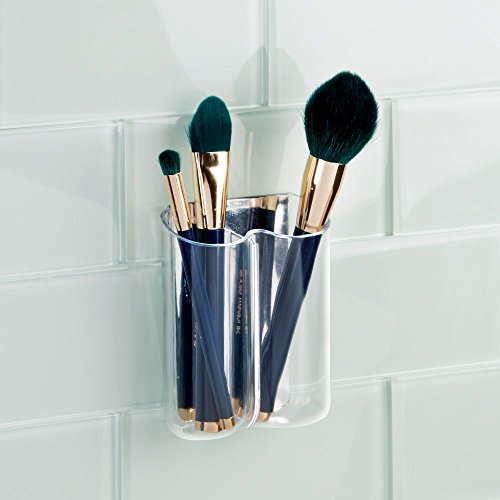 InterDesign 21820EU Affixx, Peel-and-Stick Starker Selbstklebender Una Zahnbürstenhalter für Zwei, Plastik, klar/polished, 8,84 x 3,96 x 11,86 cm - 4