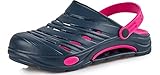  Ladeheid Damen und Herren leichte Eva Clogs Gartenclogs Gartenschuhe KL030 (Dunkelblau/Rosa, 40)