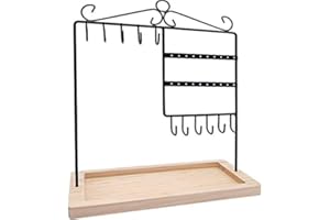 BelonLink Organizer per Gioielli, Espositore per Gioielli da Appendere, Rastrelliera in Metallo e Legno, per Collane, Orecchini, per la Casa, Bracciali, Anelli, Regalo per la Fidanzata