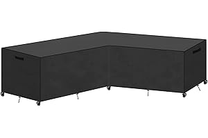 ASTIS Copertura per Mobili da Giardino a Forma di L (Sinistra Corta-Destra Lunga), Divano Esterno a L Coperture, Coperture per Divani da Giardino, Anti-vento, Anti-UV (270x270x90cm)