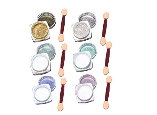XICHEN@ 6 Colors high quality glitter nail Magic Mirror Chrome Effect Metallic Powder Set Nail Art Pigment 1 g loading