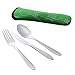 Produktbild SOMESUN 3 Stück Tragbar Besteckset Lebensmittelqualität Edelstahl Messer Gabel Löffel Reisen Besteck Mit Tasche Restaurant Hause Küche Familie Picknick Abendessen Metall Geschirr Set