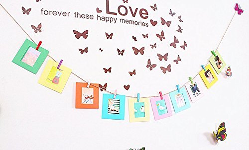 FGF-EU 10 Stück Papier Bilderrahmen DIY Wanddekoration Aufhängen Film Rahmen mit Wäscheklammern und stickers-multicolor