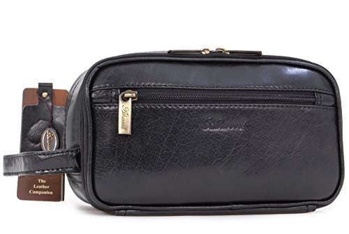 ASHWOOD - Bolso Neceser/Bolsa de Aseo para Hombre - Cuero - Negro