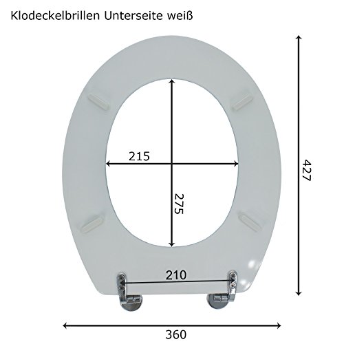 Smartfox WC-Sitz Toilettendeckel mit Absenkautomatik im Motiv weiße Lilien, massiver Holzkern, verchromte Schaniere - 5