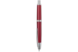 EROFA Jinhao 10 Series Press Fountain Pen Rose Red Retractable Medium Nib with Ink Converter and Metal Pen Box Set (Silver Clip Version)