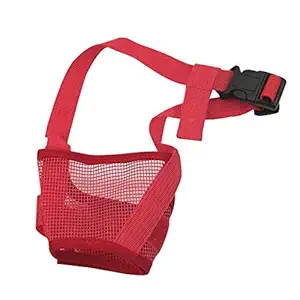 Nema Dog Adjustable Anti Bark Mesh Soft Mouth Muzzle -Red - Extra Large