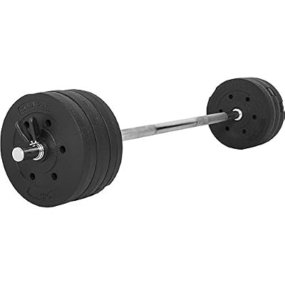 Gorilla Sports Set avec disques revêtement plastique + barre 120cm 38 kg
