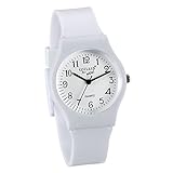 Lancardo Kinder-Armbanduhr mit Digitalanzeige, Quarzuhrwerk und Silikonarmband, Weiß.