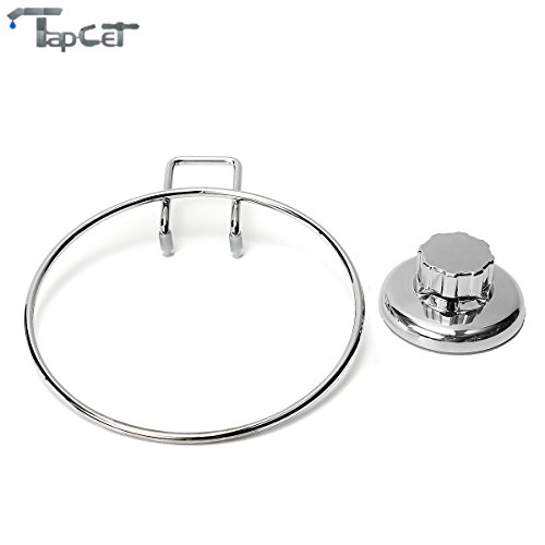 TAPCET Rund HandtuchHalter Handtuchringe Selbstklebende Edelstahlhaken Haken ohne Bohren Wandmontage für Küche/Bad Leistungsstarke Vakuum-Saugnapf - 7