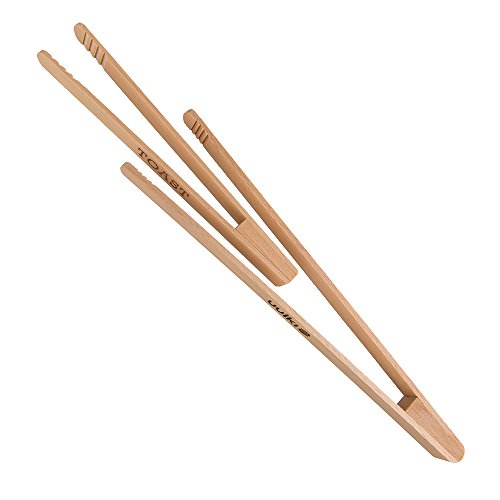 Uulki® 2-tlg. Set Küchenzange aus Ardenner Buchenholz – Umweltfreundlich & hergestellt in Europa – BBQ Barbecue Grillzange 30 cm und Toastzange 22 cm - 3