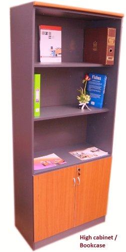 Home / Office Tall cupboard, Bookcase with Shelves & door - (Cherry / dark grey)
