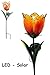 Produktbild Solar Leuchte " Blume " - Tulpe - gelb & orange - mit LED Licht - handbemaltes Glas - Garten Wetterfest für Außen - Gartendeko Solarleuchte Solarbetrieben - Laterne Gartenleuchte Außenbeleuchtung - Solarblume