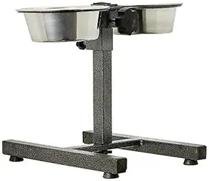 RvPaws Dog Adjustable Feeding Stand Bowl H Type with 2 Bowls (1600 ML)