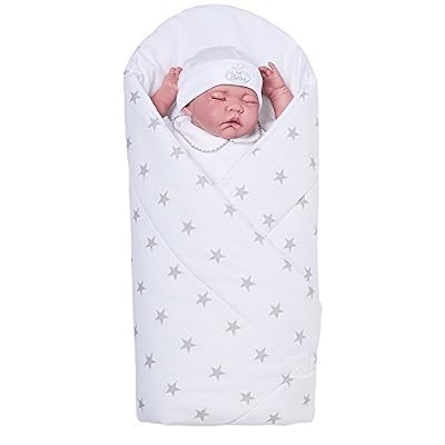 Sevira Kids - Gigoteuse d'emmaillotage Multi-Usage 100% coton certifié - Nid d'ange naissance Stars Gris