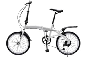 BURUIYOTEN 20'' 7-Speed Folding Bike Foldable Bicycle Lightweight Road Carbon Steel Bikes For Adults Alloy City Teenagers Urban System Double Adult V-Brake Heavy Duty Kick Stand Camping Gift Faltbar Leicht