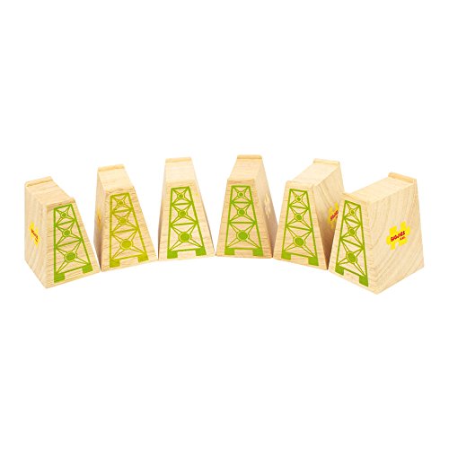 Bigjigs Rail High Level Blocks (Pack of 6) - Other Major Wooden Rail Brands are Compatible