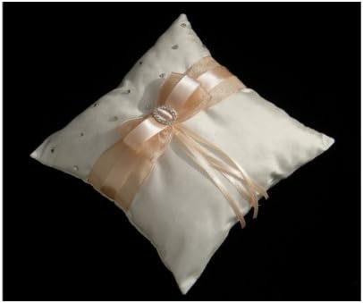 Candle making RING CUSHION CREME DUPION NATURAL SILK SWAROVSKI - PEACH