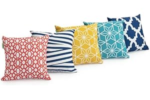 Gardenista Decorative Garden Cushion Cover Set | Waterproof Outdoor Cushion Covers | Soft Water - Resistant Fabric for Durability | Geometric Tile Collection (5 Pieces)