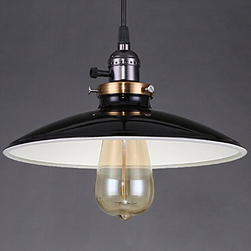 Industrie Retro Kronleuchter Installation Während Lampenschirm Restaurant Dekor Shade(Schraubsockel E27,gerade Lampenschirm,keine Glühbirnen) - Schwarz-Weiss