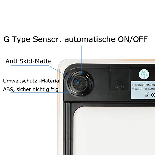 Silikon Anti Rutsch Design Digitale Personenwaage Kinderwaage in Orange Deallink Sicherheits Glas LED Badwaage Fußwaage bis 150 KG / 330 LB - 6