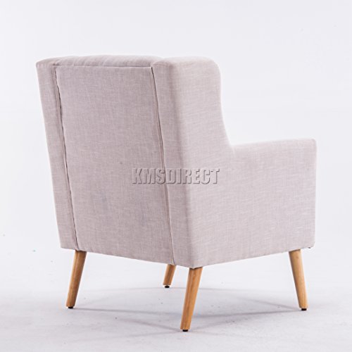 FoxHunter Linen Fabric Tub Chair Armchair Dining Living Room Lounge Office Modern Furniture Cream TC05 New