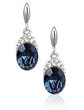 Galaxy Jewellery Swarovski Elements Saphir-Kristall-Ohrstecker 18 Karat vergoldet (Weißgold)