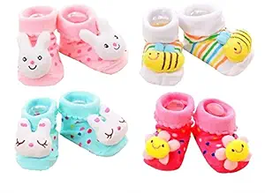 BIRDLINE CUTE STYLISH DESIGNER BABY BOY GIRL KIDS NEW BORN INFANT 0-6 MONTHS BOOTIE BOOTY SOCKS SHOES PREWALKER FIRST WALKER SOFT | BOOTEI FOR BABY GIRLS/BOYS | 0-6 MONTH (4 PAIR)