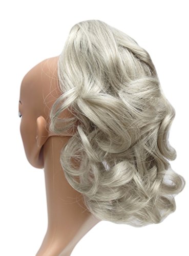 SWEET SHORT CURLY PONY TAIL HAIR EXTENSION, (CLAW GRIP) (21 Silver Grey Mix)