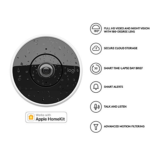 Logitech Circle 2 kabelgebunden, Heimsicherheits-Kamerasystem (Indoor/Outdoor, wetterfest, Nachtsicht, Personenerkennung, einfache Einrichtung, 24-Stunden-Zeitraffer) weiß - 4