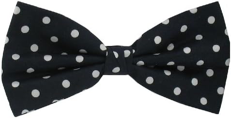 Mens Navy Silk Bow Tie (BT126) Navy Polka Dot Patterned Bow Tie Formal Wear - Gift Boxed Bow Tie