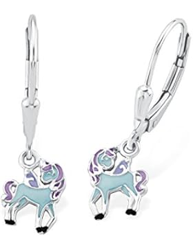 Prinzessin Lillifee Kinder-Ohrhänger Einhorn Blue 925 Silber rhodiniert Emaille