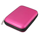 Meterial: PU + EVA Topdo Funda protección para Disco Duro Funda Case con Cierre Funda portátil de Viaje para Cable USB/Disco Duro/Cargador/Powerbank 14 * 10 * 4 cm, Piel sintética, Rosa, 14 * 10 * 4cm