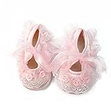 Pinzhi® Princess Non-Slip Newborn Baby Toddler Girl Beautiful Lace Shoes 0-3 Month - Pink