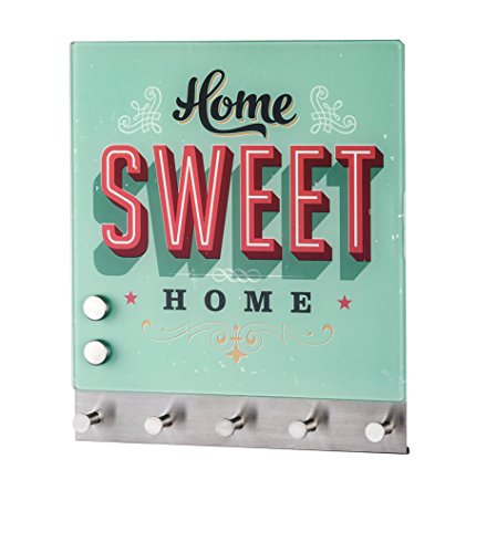Wenko 50401100 Hakenleiste Home Sweet Home – 5 Haken, magnetisch, Gehärtetes Glas, 34 x 30 cm, mehrfarbig - 4