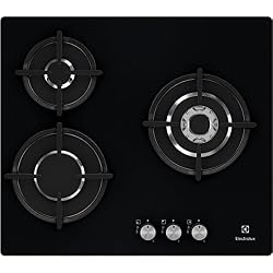 Electrolux egt6633nok intégré gaz noir plaque - Plaque (intégré, gaz, céramique, noir, verre, pivotant)
