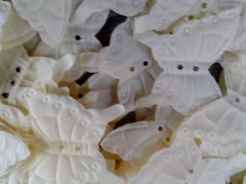 100 QUALITY BUTTERCREAM BUTTERFLIES SILK ROSE PETALS CONFETTI/WEDDING SHINES AT DIFFERENT ANGLES