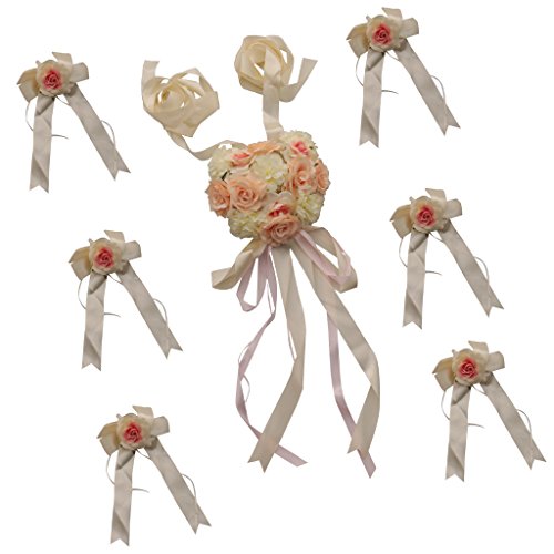 Gazechimp Hochzeit Antennenschleifen Autoschmuck Autoschleifen Hochzeit Set - Champagner, 25 cm