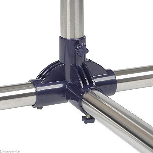Kronenburg Kleiderständer Doppelstock – Garderobenständer mit Rollen – Höhenverstellbar von 113 bis 198 cm in Blau - 4