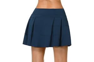 beroy Damska spódnica sportowa, wysoka talia, spódnica tenisowa, dla dziewcząt, mini spódniczka do biegania 2 w 1, sportowa spódnica golfowa z kieszeniami, krótka spódnica sportowa ze spodenkami