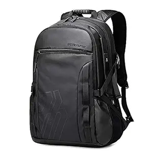 AH Arctic Hunter Laptop Backpack, fits up to 15.6 inches Laptop, Earphone Port, Water Resistant, Luggage Strap, Anti-Theft Pocket, Business and Travel Bag Men & Women (Black)