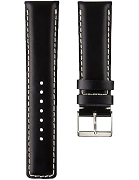 Gepolstert & Gesteppt D-1 Pilot Echtleder Uhrenarmband in Schwarz 22mm