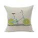 Nunubee Bicycle Cotton Linen Home Square Pillow Decor Throw Pillow Case Sofa Cushion Cover Green Wheels