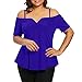 Produktbild MERICAL Fashion Womens Plus Size Kurzarm kalte Schulter solide Cami T-Shirt Tops(Blau,XX-Large)