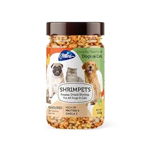 Petlers Shrimpets, Freeze Dried Shrimp Treat for All Dogs & Cats (125g)