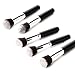 Professional Wooden Makeup Brush Set - 10 PCS Handle Cosmetic Kabuki Makeup Foundation Blending Brush Set Kit for Eyebrow Face Liquid Powder Cream (Black+Silver)