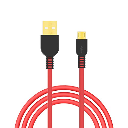 ICZI Cavo Micro USB Carica Rapida [ 5 Pezzi: 0.3m Ã— 2 + 1m Ã— 2 + 1.8m Ã— 1 ], Connettori Placcati in Oro, Cavi per Trasferimento Dati e Ricarica per Android, Huawei P10 Lite/P8 Lite 2017, Serie Samsung Galaxy J, HTC, Nokia, LG, Kindle ed altri - Rosso